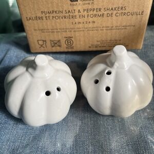 Modern Pumpkin Salt & Pepper Shakers Fall Thanksgiving White